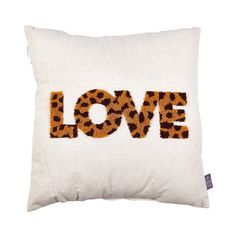 Coussin carré LOVE léopard et beige 40x40cm