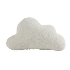 Coussin déco polyester bouclette forme nuage blanc 50x30cm
