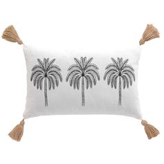 Coussin déhoussable OASIA motifs palmiers blanc et noir 50x30cm