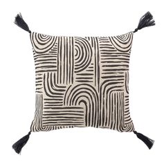 Coussin imprimé PANDORE polycoton noir 45x45cm