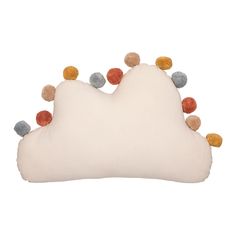 Coussin nuage à pompons beige 30x50cm