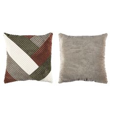 Coussin patchwork SCOTT carré velours côtelé 40x40cm