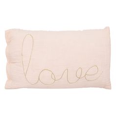 Coussin rectangulaire double gaze de coton rose 50x30cm