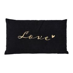Coussin rectangulaire LOVE noir et doré 50x30cm