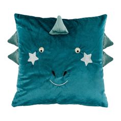 Coussin velours polyester dinosaure vert 40x40cm