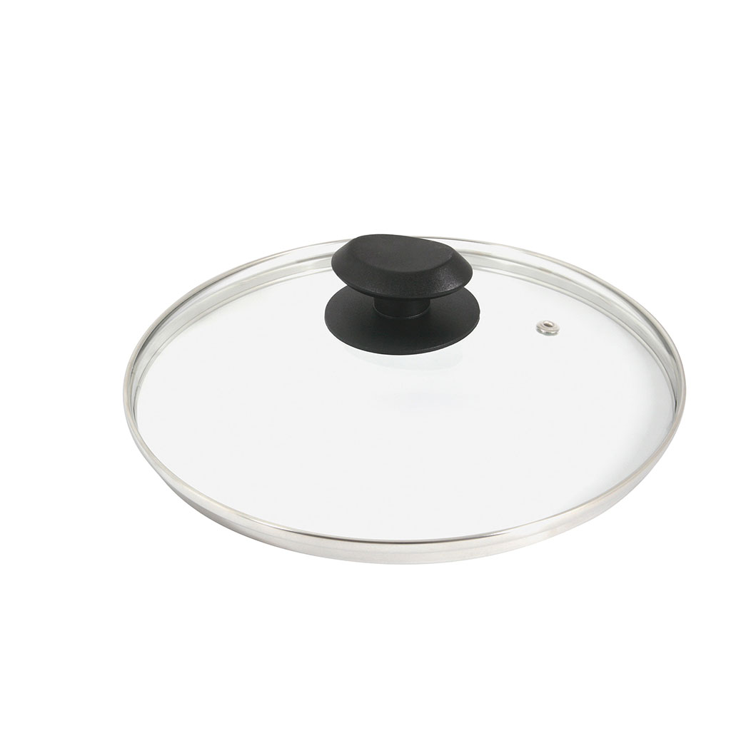 Couvercle verre inox bouton repliable 28 cm - Fortunat