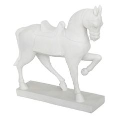 Déco à poser cheval en résine blanc H 35cm