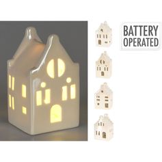 Déco à poser maison LED porcelaine 6x6.5x10cm