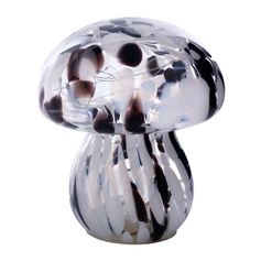 Déco lumineuse champignon noir et blanc 14x16x14cm