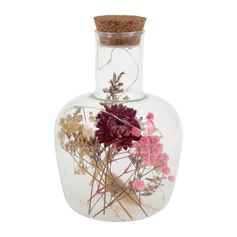 Déco lumineuse fleurs séchées H 16cm