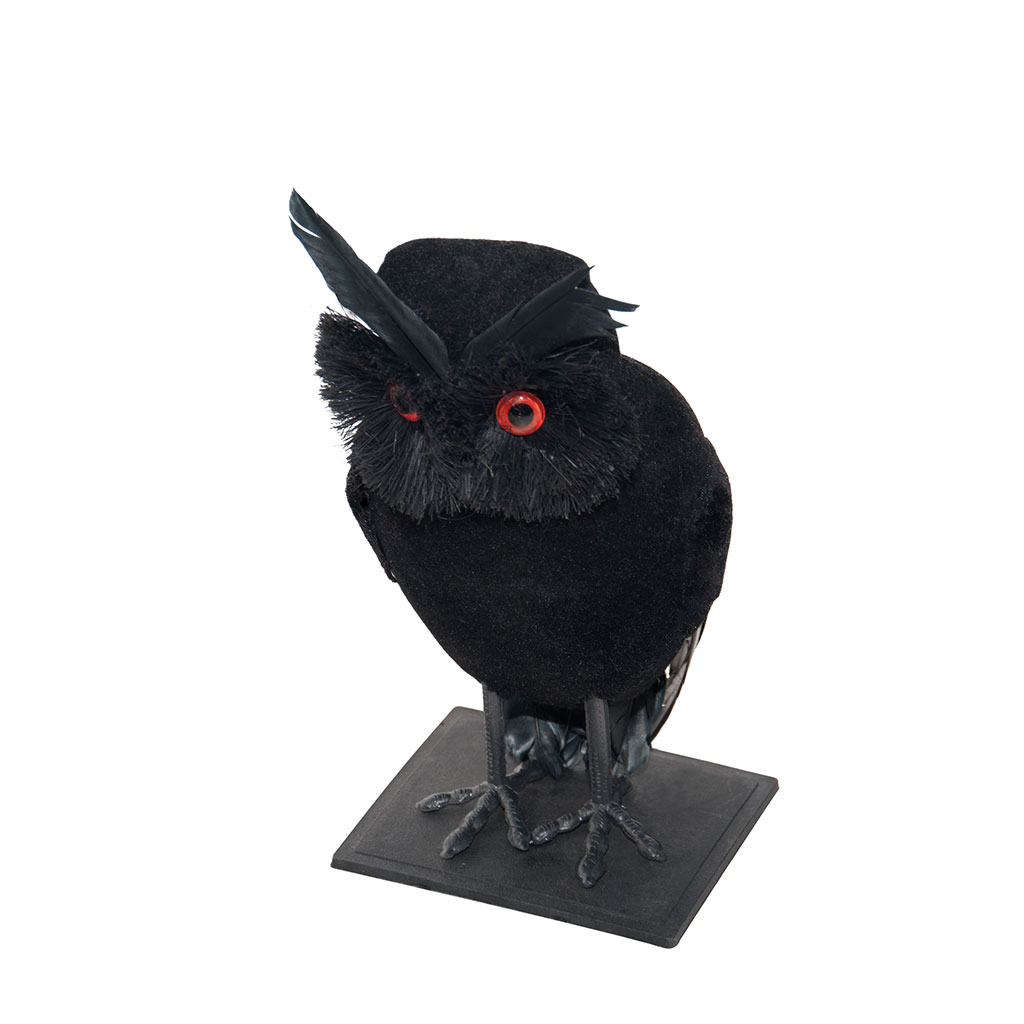 Décoration chouette noire plume 22cm