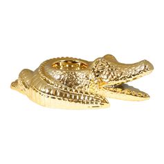 Décoration crocodile doré 18.5x5x12cm