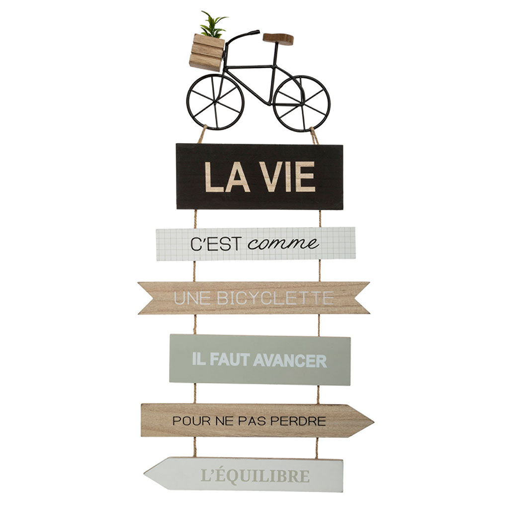 Décoration murale bicyclette à suspendre 28x56cm