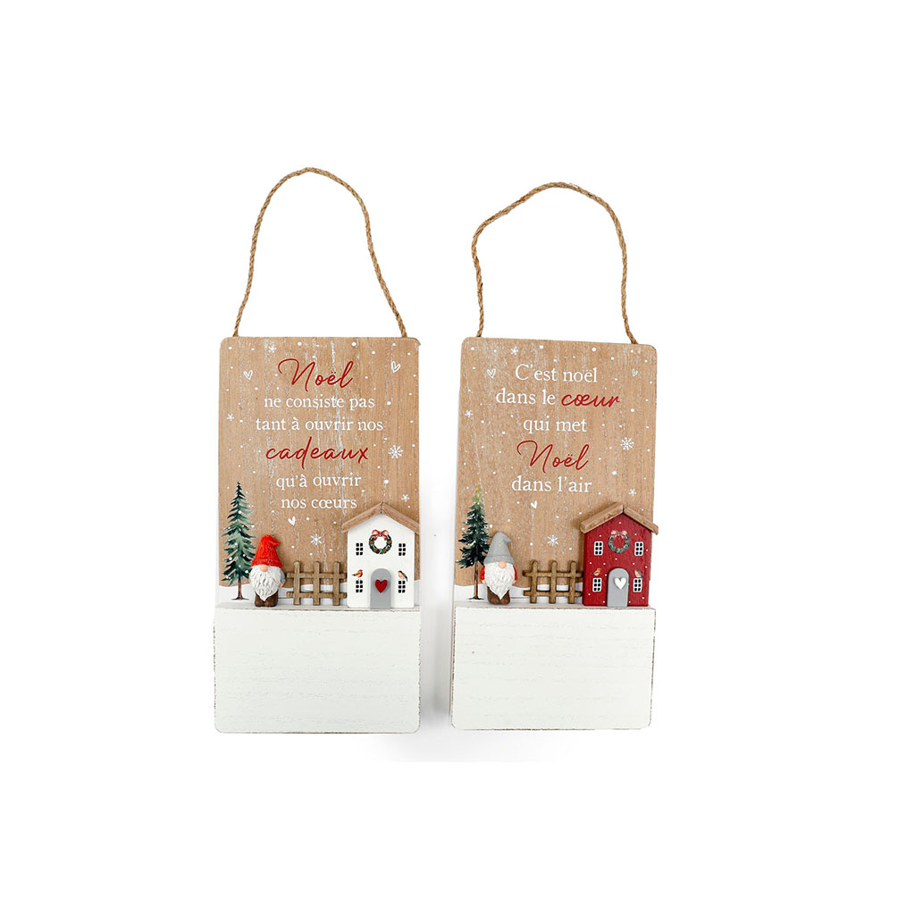 Décoration murale gnome citations noël 15x30cm