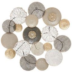 Décoration murale LEANA métal or et argent 80x80cm