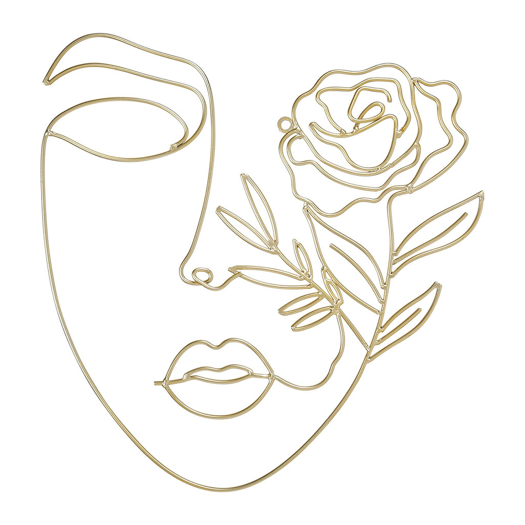 Décoration murale visage or 42x40cm