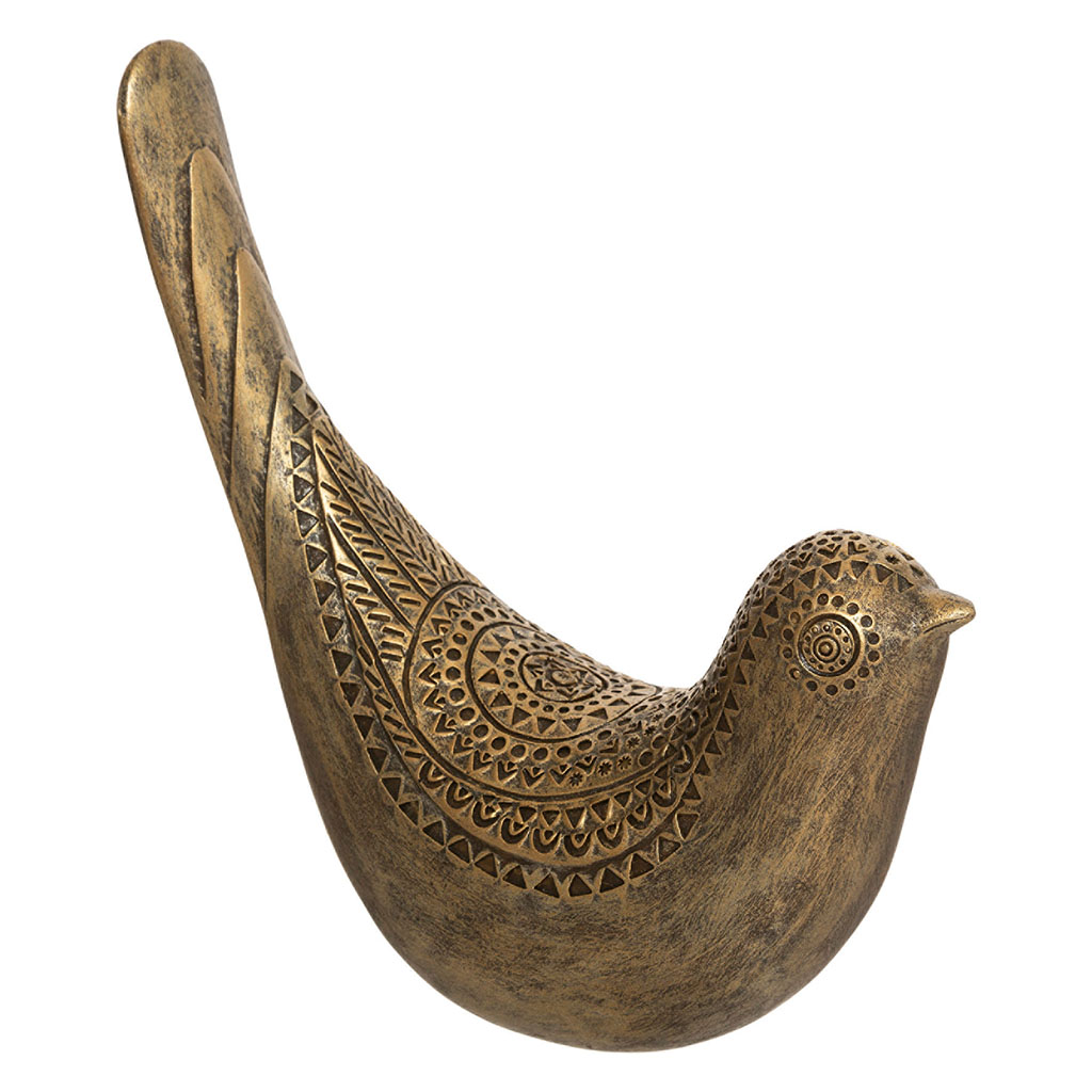 Décoration oiseau OASIS résine 17x17x7cm