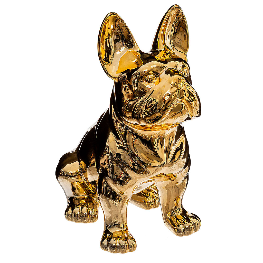 Décoration statuette bulldog or H 22cm