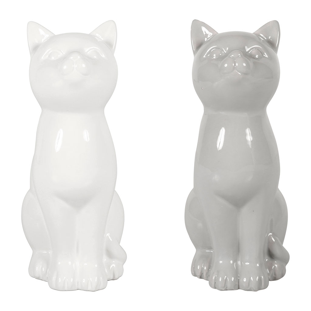 Décoration statuette chat céramique H 19cm