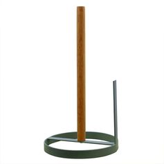 Dérouleur essuie-tout métal et bois vert D 14x27cm