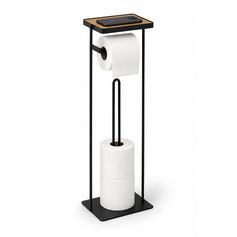 Dérouleur WC avec réserve bois noir H 59cm