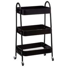 Desserte en métal noir 3 niveaux H 78cm