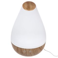Diffuseur brumisateur d'huiles essentielles lumineux blanc et bois H 22.5cm