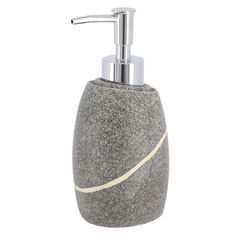 Distributeur de savon en polyrésine couleur pierre grise 9.1x17x8.5cm