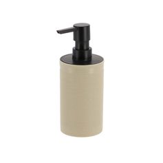 Distributeur de savon rond et strié en polypropylène gris 16.5x7.5cm