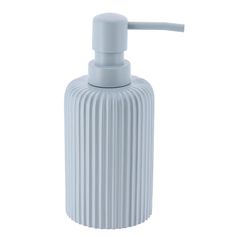 Distributeur de savon strié polyrésine bleu H 17cm