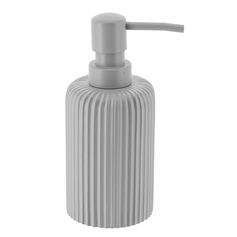 Distributeur de savon strié polyrésine gris clair H 17cm