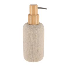 Distributeur savon rond polyrésine naturel 340ml 9x19cm