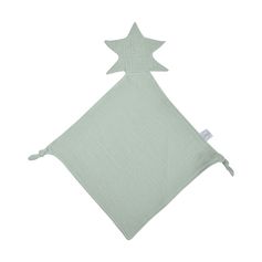 Doudou carré étoile gaze de coton bleu céladon 30x46cm