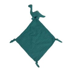 Doudou mouchoir coton dinosaure vert 28x28cm