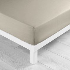 Drap housse coton 57 fils beige 90x190cm