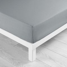 Drap housse coton 57 fils gris perle 90x190cm