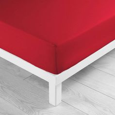 Drap housse coton 57 fils rouge 180x200cm