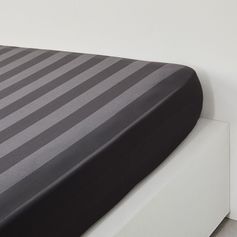 Drap housse satin de coton fusain 140x190cm