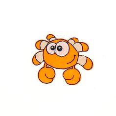 Ecusson brodé thermocollant crabe orange 3.5x4cm