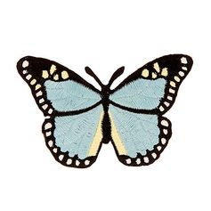 Ecusson brodé thermocollant papillon bleu et noir 3.5x5.5cm