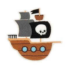 Ecusson thermcollant bâteau de pirate bois
