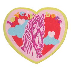 Ecusson cœur cheval rose