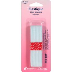 Elastique tissé souple blanc 25mmx1m