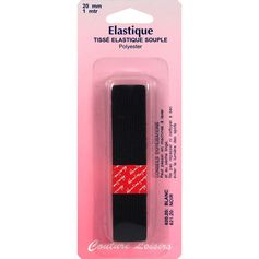 Elastique tissé souple noir 20mmx1m