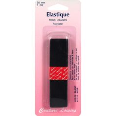 Elastique tissé souple noir 25mmx1m