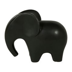 Eléphant déco à poser céramique noir H 12cm