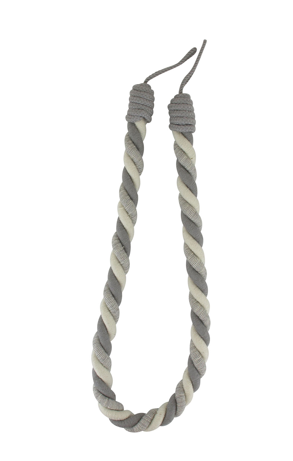 Embrasse corde coton tressé blanc gris D 2.2x60cm