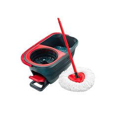 Ensemble seau essoreur 6L et balai a frange gris et rouge