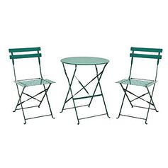 Ensemble table et 2 chaises CAMARGUE acier olive 60x71cm