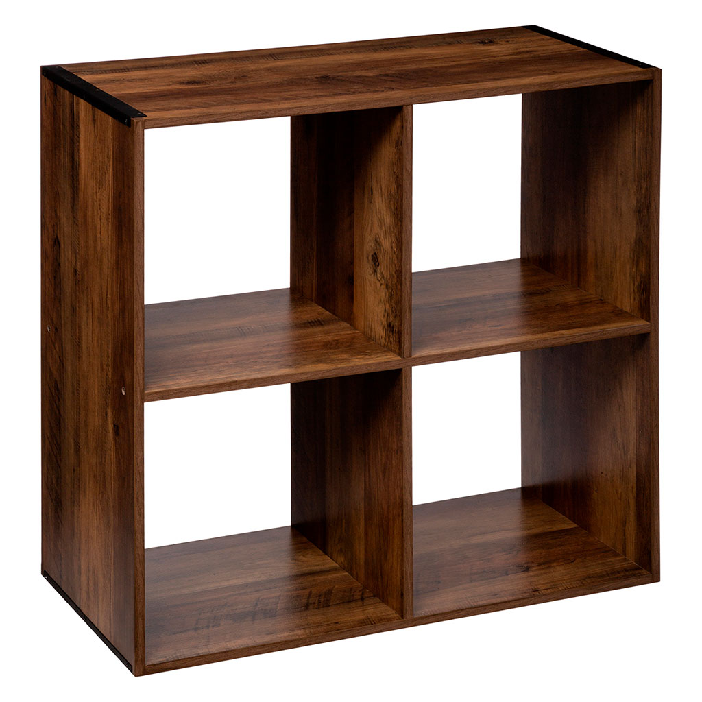 Étagère cube modulable 4 casiers bois grise 67.5x67.5x32cm - Centrakor
